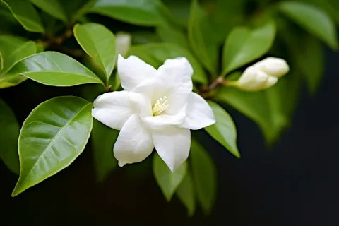 白色栀子花树叶摄影图 白色栀子花树叶摄影图