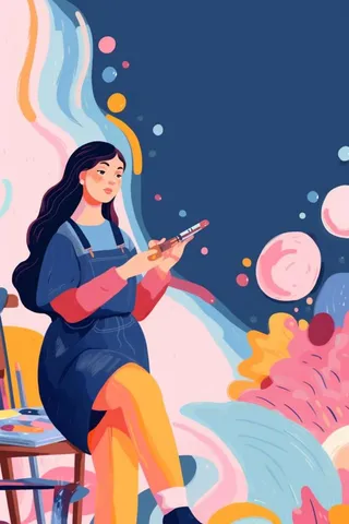 卡通人物绘画颜料背景