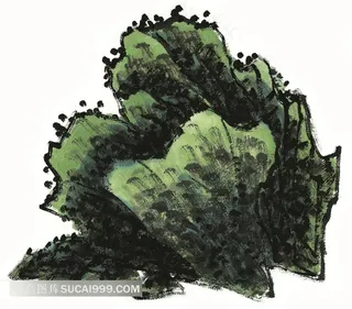 水墨山石工笔国画素材