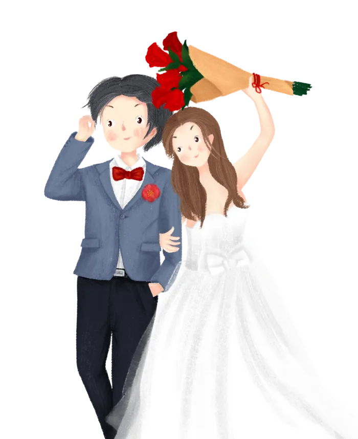 婚纱卡通人物婚礼白纱结婚婚纱摄影手绘