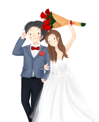 婚纱卡通人物婚礼白纱结婚婚纱摄影手绘