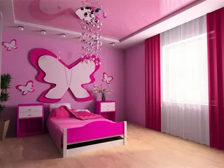 粉色系儿童卧室装修设计高清图片