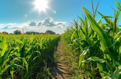 开阔的玉米田蓝天白云摄影图 开阔的玉米田蓝天白云摄影图