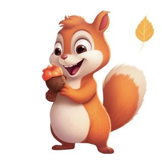 卡通插画松鼠松果免抠