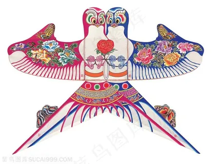 一对鸳鸯喜庆国风手工风筝纸鸢民俗节日图片