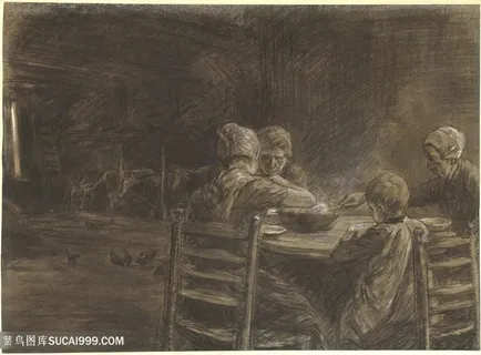 餐桌人物艺术装饰画手绘插画 餐桌人物艺术装饰画手绘插画