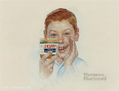 诺曼 · 洛克威尔手绘微笑男孩装饰画