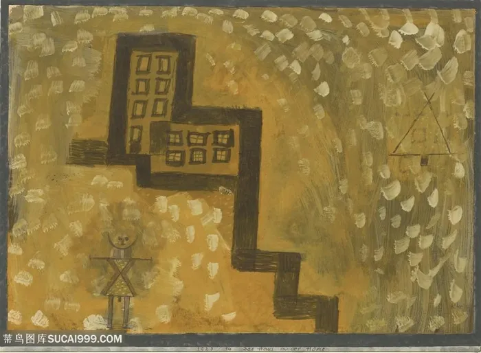 保罗克利手绘建筑树叶装饰画