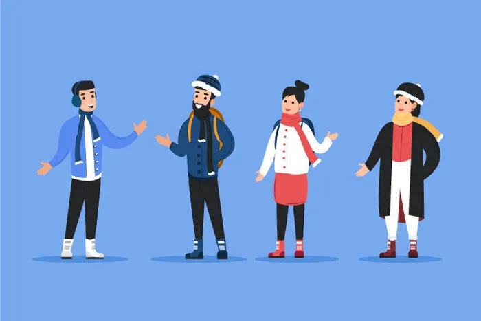 冬天服饰服装冬装穿冬装保暖冬季卡通人物男女装Ai矢量图片素材ai矢量模版下载