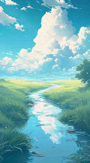 春天河边青草池塘蓝天白云，立春