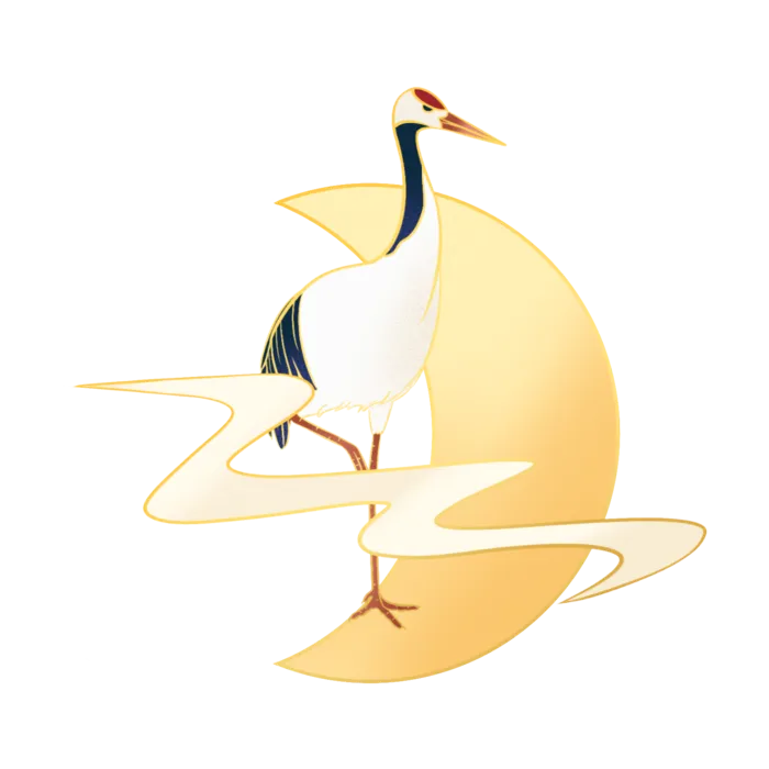 国潮仙鹤插画免扣素材设计素材