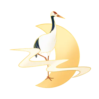 国潮仙鹤插画免扣素材设计素材