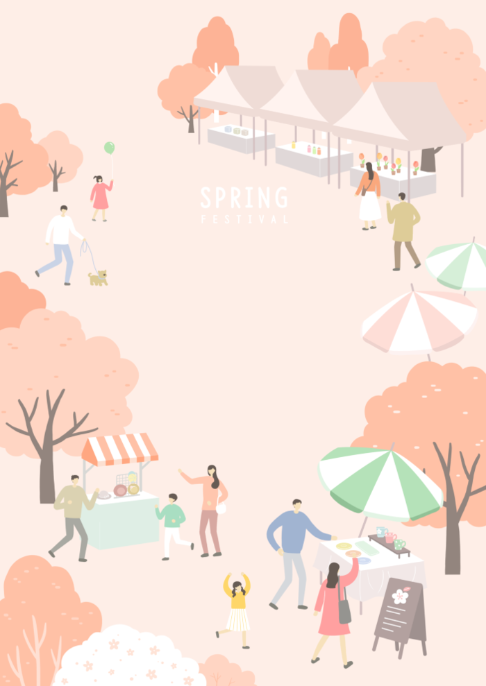 春天插画psd模版下载