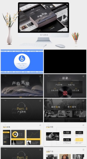 《声临其境》高端商务风音乐产品推介ppt模板预览图