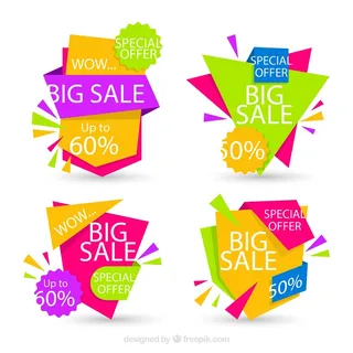 免抠彩色折扣标签