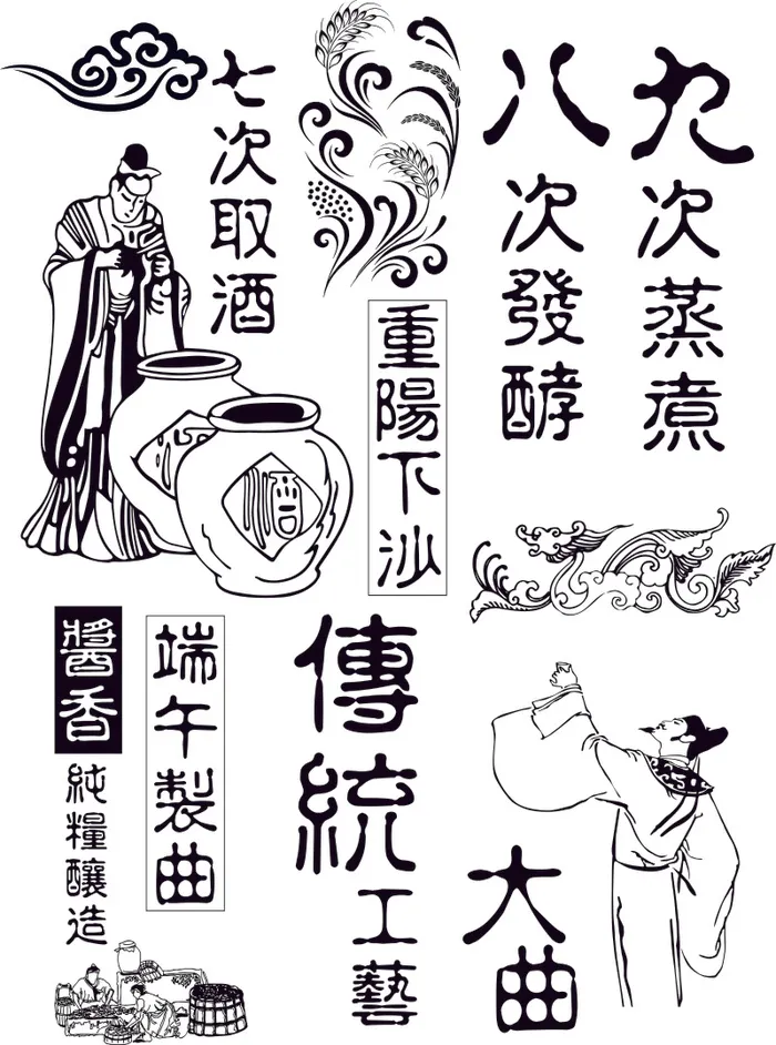 白酒制作过程cdr矢量模版下载