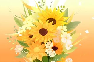 黄色渐变清新鲜花背景