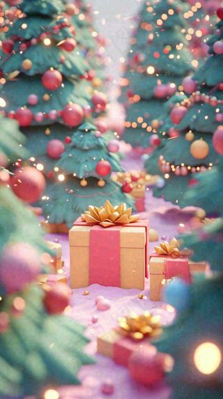 圣诞节礼物温馨圣诞树缤纷彩色节日雪花浪漫