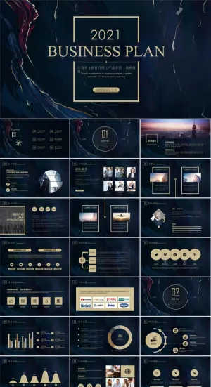 质感高端商业计划书PPT模板预览图