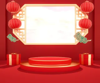 中国风古典背景红色喜庆新年主图背景