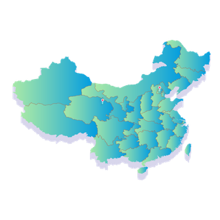 清新彩色渐变绿色立体3D中国地图矢量元素免抠
