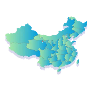 清新彩色渐变绿色立体3D中国地图矢量元素免抠