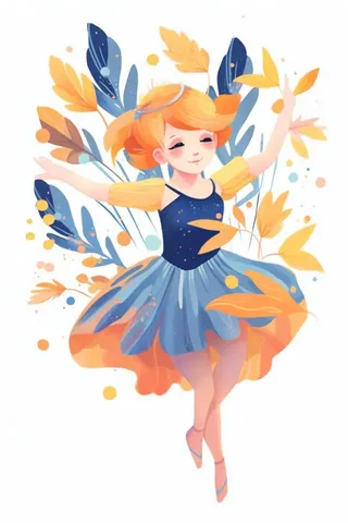 舞蹈可爱女孩插画背景
