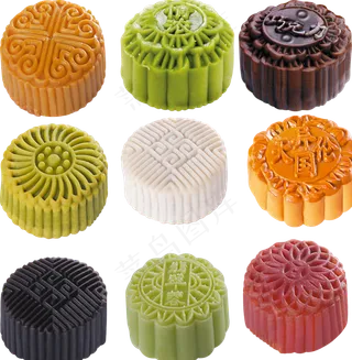 中秋节月饼五颜六色的中秋月饼png高清素材