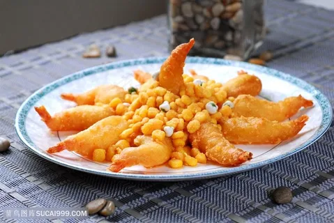 脆皮玉米虾中华美食摄影图 脆皮玉米虾中华美食摄影图