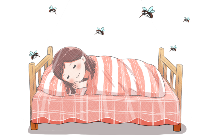 安睡的女孩夏季防蚊虫