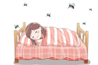 安睡的女孩夏季防蚊虫