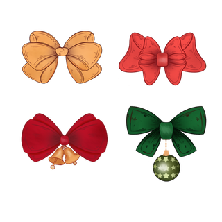 扁平线性圣诞结蝴蝶结组图