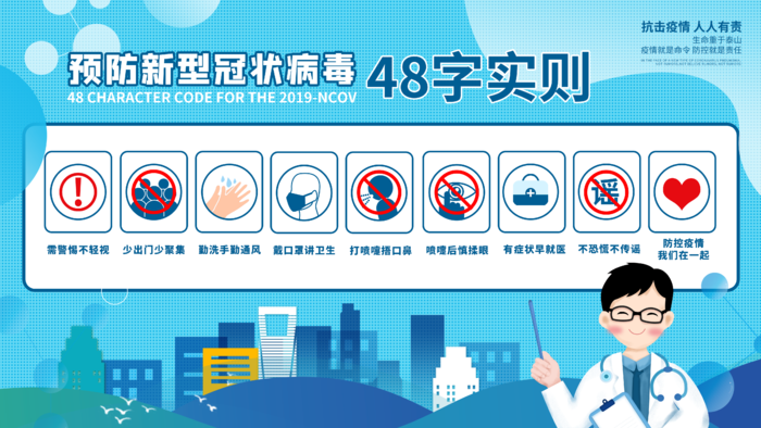 预防新冠病毒守则医疗企业展板psd模版下载