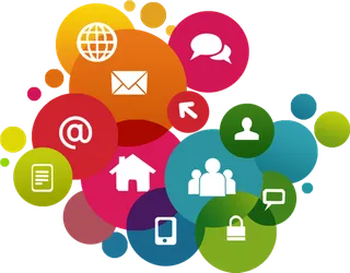 彩色科技图标圆形堆叠科技kv主视觉素材