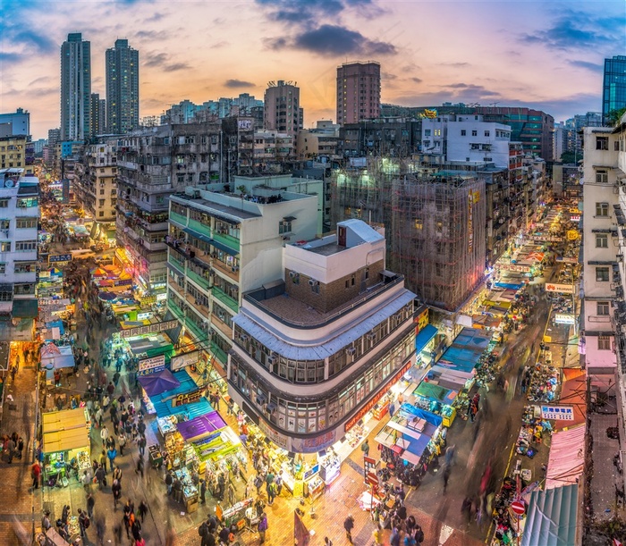 城市现代建筑多层建筑混乱杂乱街道
