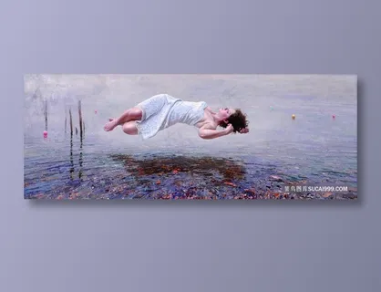 湖面女性艺术油画 湖面女性艺术油画