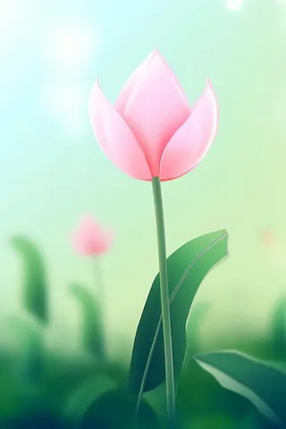 粉蓝色清爽夏日大气花朵扁平背景