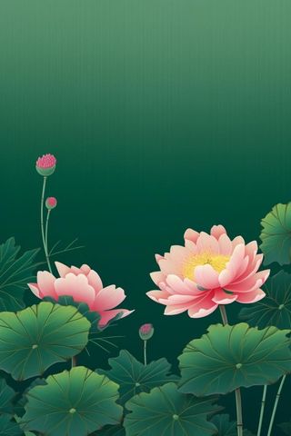 绿色高雅简约荷花国风背景