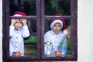 圣诞节装饰窗户门冬天新年装饰室内外场景(26)