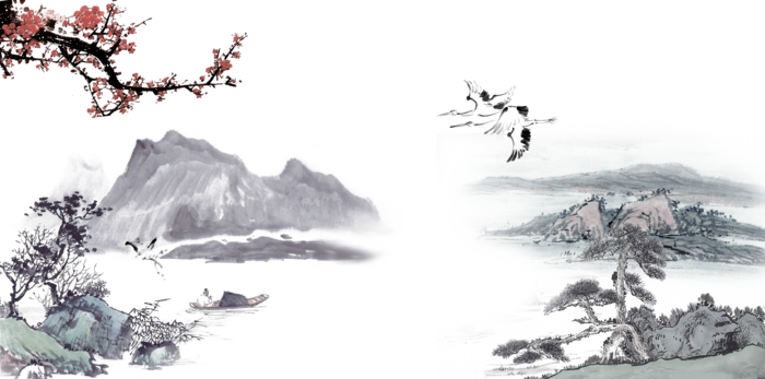 山水画素材中国风水墨画素材元素中国画