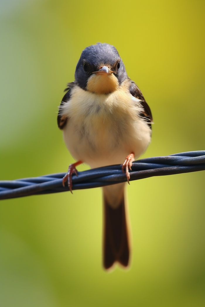 小鸟站在电线上细节特写摄影图