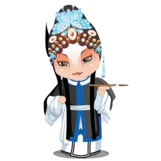 卡通京剧戏剧人物脸谱插画PNG图片 国潮中国风Q版戏剧人物PS素材