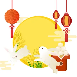 灯笼兔子圆圈素材