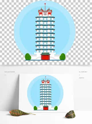 郑州市二七纪念塔扁平风建筑