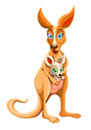 袋鼠卡通袋鼠妈妈