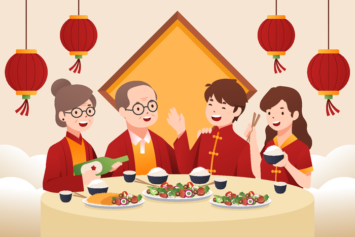 新年虎年中国风人物插画ai矢量模版下载