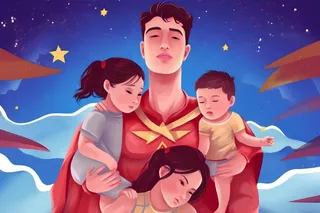 超人爸爸和孩子背景