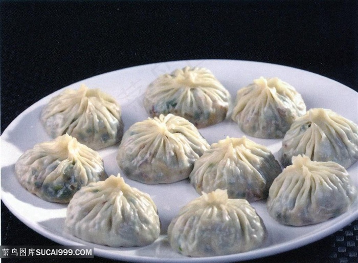 薄皮素包子的美食图片
