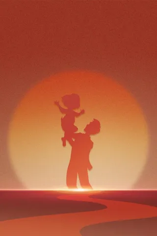 父子简约光影感恩背景