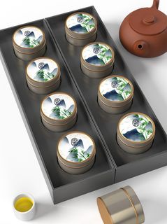 国风高档茶叶包装盒袋罐瓶LOGO标贴展示VI智能贴图样机PSD素材